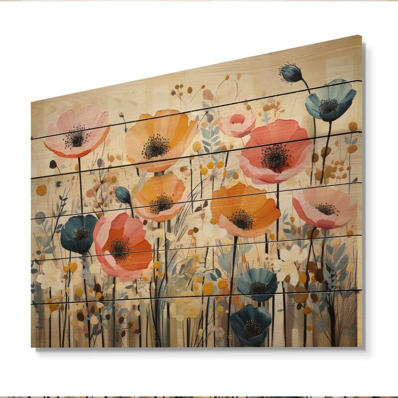 Designart "Coral Orange Whimsical Botanical Wilds I" Abstract